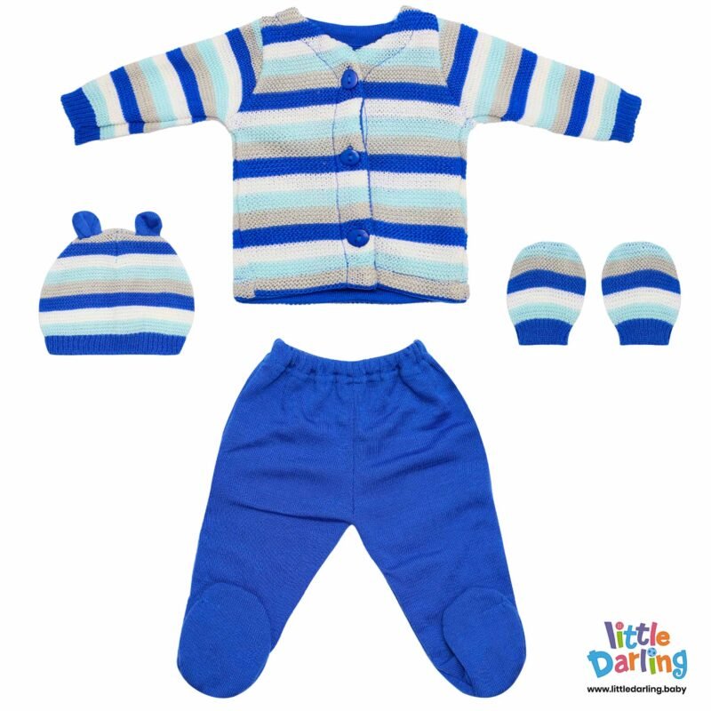 Newborn Baby Gift Set Pk Of 4 Blue Stripes | Little Darling