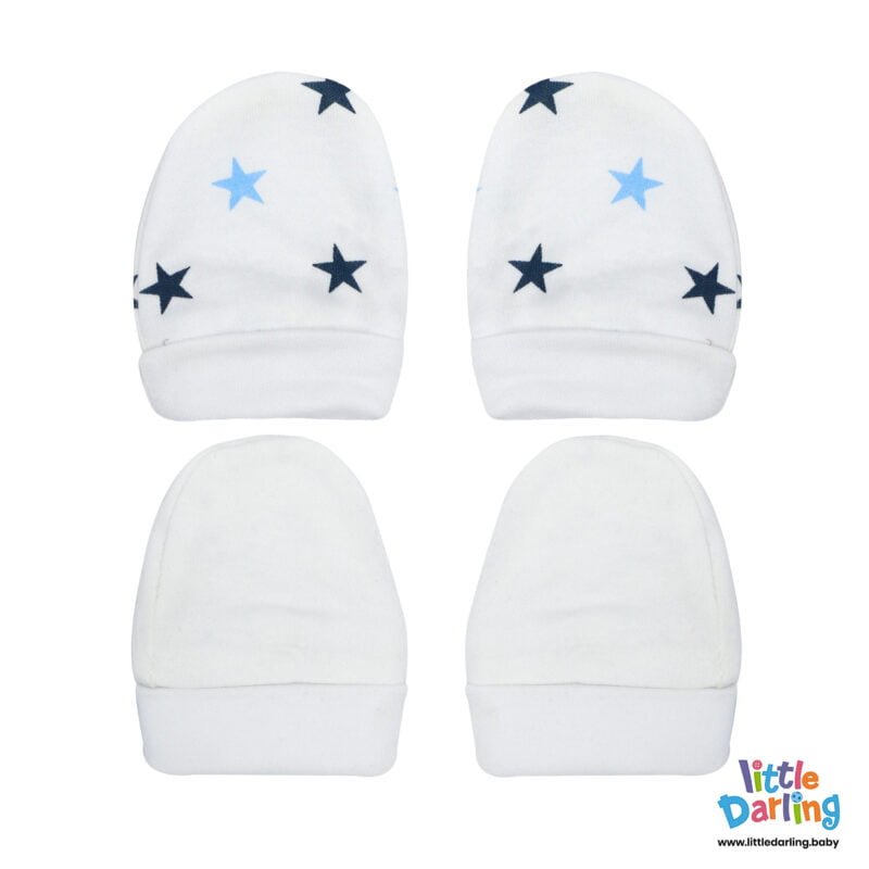 Baby Mittens Pair Pk Of 2 Blue Star | Little Darling